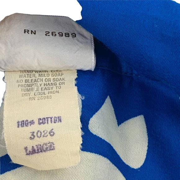 Vintage TI'a Blue with White 100%Cotton‎ Hawaiian Surf Shirt - Picture 4 of 9